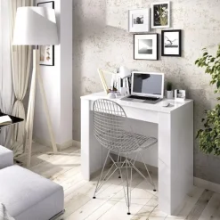Clearance Muebles tifón Mesa consola extensible KITO [5 posiciones] Blanco brillo