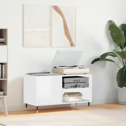 Clearance Muebles tifón Mueble de discos madera de ingeniería blanco brillo 85x38x48 cm Blanco