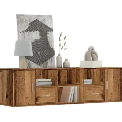 Clearance Muebles tifón Mueble de esquina madera de ingeniería envejecida 160x40x45 cm Marrón