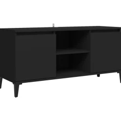 Best Muebles tifón Mueble de TV con patas de metal negro 103,5x35x50 cm Negro