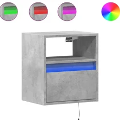 Best Muebles tifón Mueble de TV de pared con luces LED gris hormigón 41x31x45 cm Gris