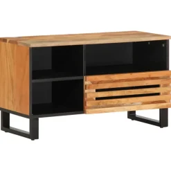 Clearance Muebles tifón Mueble de TV madera maciza de acacia 80x34x46 cm Marrón