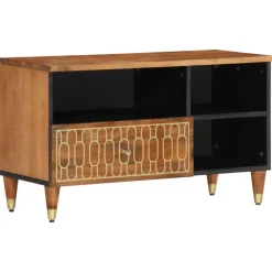 Best Muebles tifón Mueble de TV madera maciza de mango 80x33x46 cm Marrón
