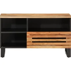 Clearance Muebles tifón Mueble de TV madera maciza de acacia 80x34x46 cm Marrón