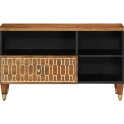 Best Muebles tifón Mueble de TV madera maciza de mango 80x33x46 cm Marrón