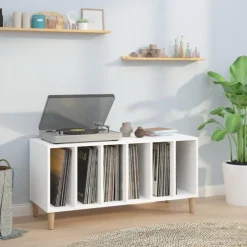 Clearance Muebles tifón Mueble para discos madera contrachapada blanco 100x38x48 cm Blanco