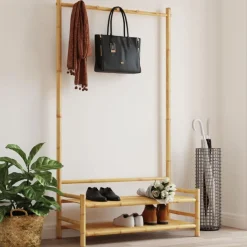 Best Muebles tifón Perchero con estantes bambú 103x40x183 cm Marrón