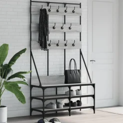 Fashion Muebles tifón Perchero con zapatero gris Sonoma 100x40x184 cm Gris