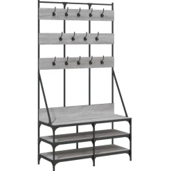Fashion Muebles tifón Perchero con zapatero gris Sonoma 100x40x184 cm Gris