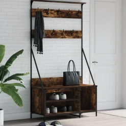 Discount Muebles tifón Perchero con zapatero roble ahumado 100x41x184 cm Marrón