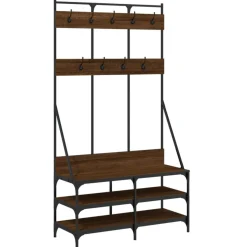 Clearance Muebles tifón Perchero con zapatero roble marrón 100x40x184 cm Marrón