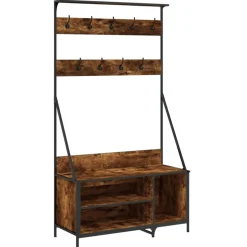 Discount Muebles tifón Perchero con zapatero roble ahumado 100x41x184 cm Marrón