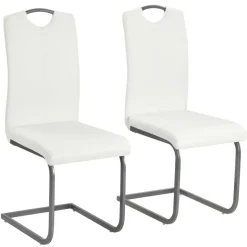 Online Muebles tifón Sillas de comedor voladizas 2 unidades cuero sintético blanco Blanco