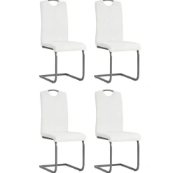 Online Muebles tifón Sillas voladizas de comedor 4 unidades cuero sintético blanco Blanco