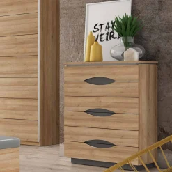 Online Muebles tifón Sinfonier de 6 cajones gris EMEROT nogal-gris